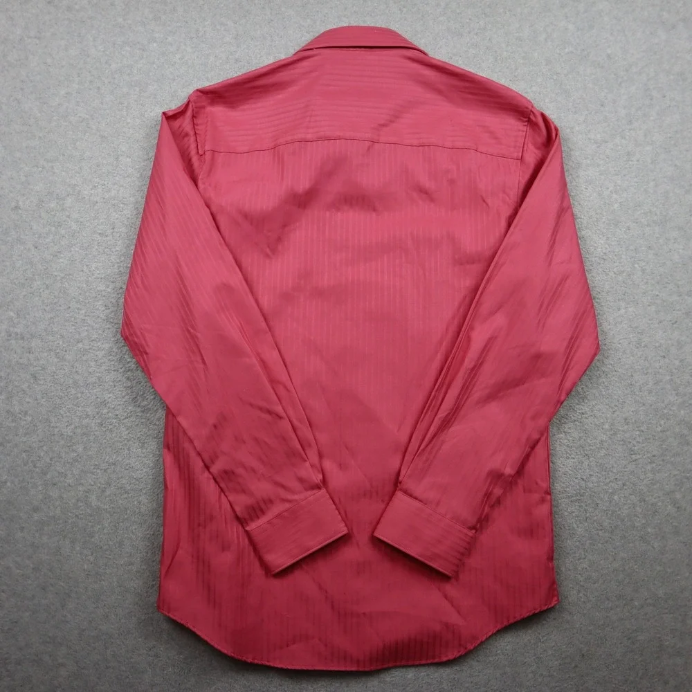 Kenneth Cole Reaction Dress Shirt Mens 15 32/33 Slim Fit Pink Stripe Cotton Long
